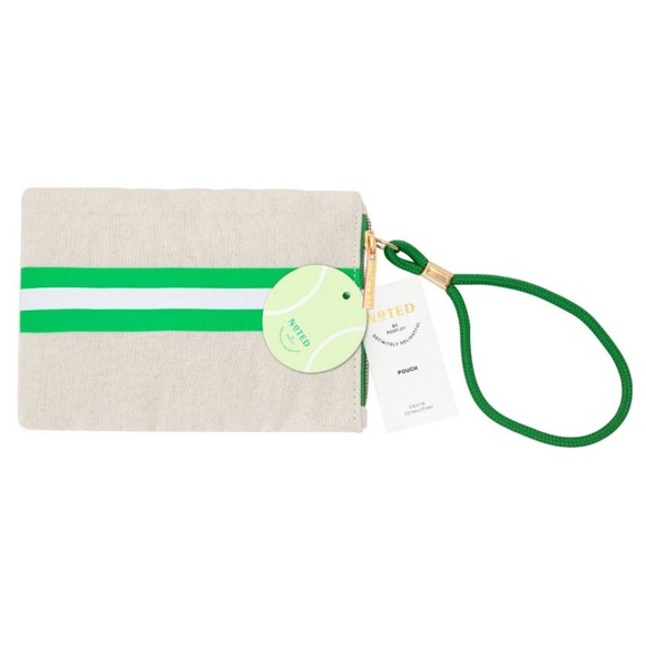 NōTED Green & White Striped Canvas Wristlet - NWT - Picture 1 of 4